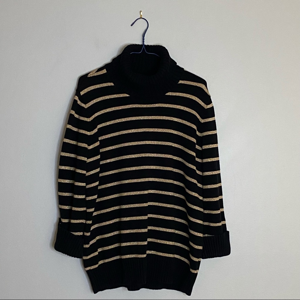 Jones New York Black and Gold Turtleneck Sweater